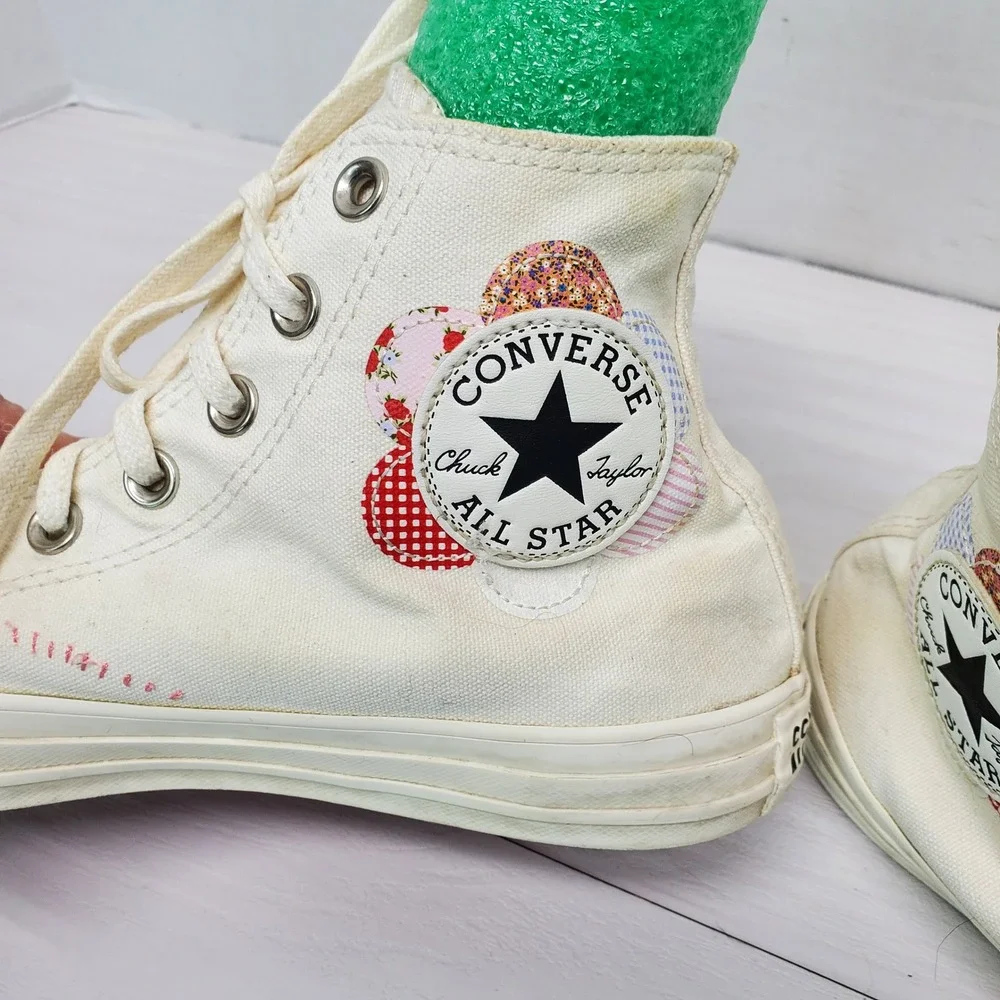 Converse Chuck Taylor All Star High‎ Top Sneakers White Pink Floral Size 8 - Picture 7 of 16